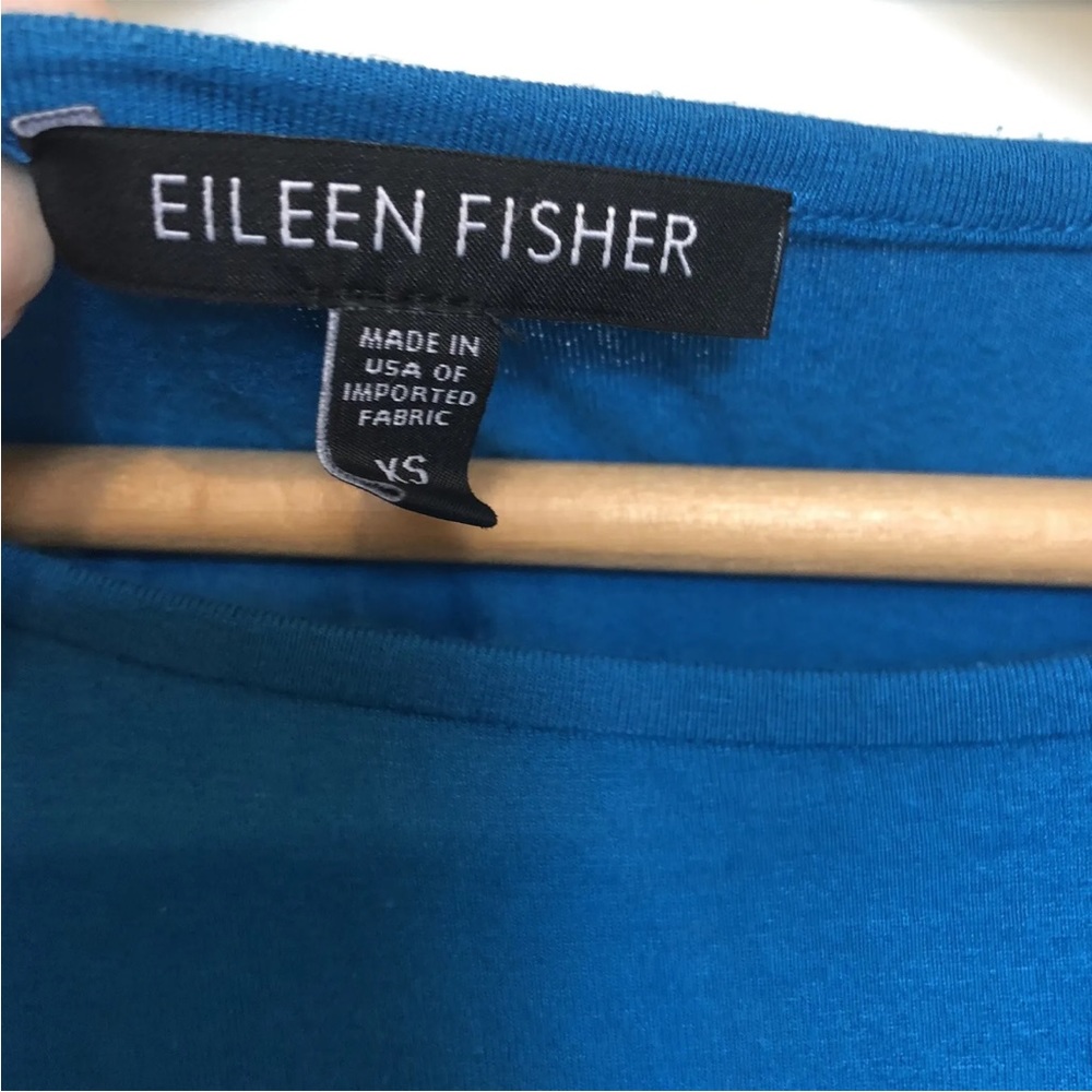 Eileen Fisher T-shirt Dress Tunic Blue Xs Long Sleeve Blue Teal Shift Viscose - Picture 2 of 8